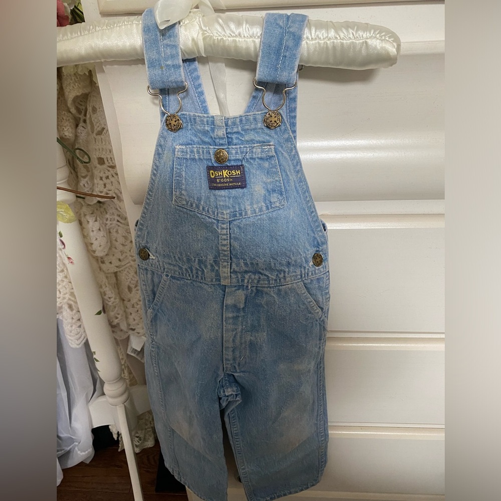 OSH KOSH B'GOSH VINTAGE Light Blue Denim Overalls with Brass Buttons